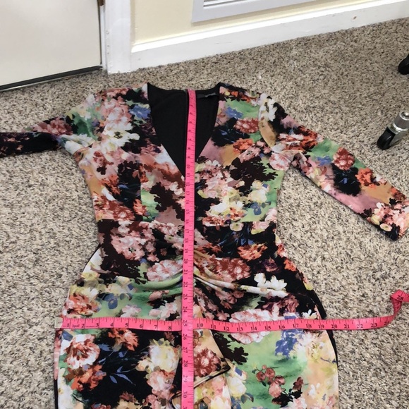 Badgley Mischka Gown Size 8 Black Floral Ruffle Formal Maxi Dress - Picture 11 of 13